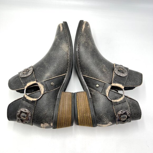 Chinese Laundry Womens Size 6 Black Distressed Austin Western Style Ankle Boots - Picture 8 of 15